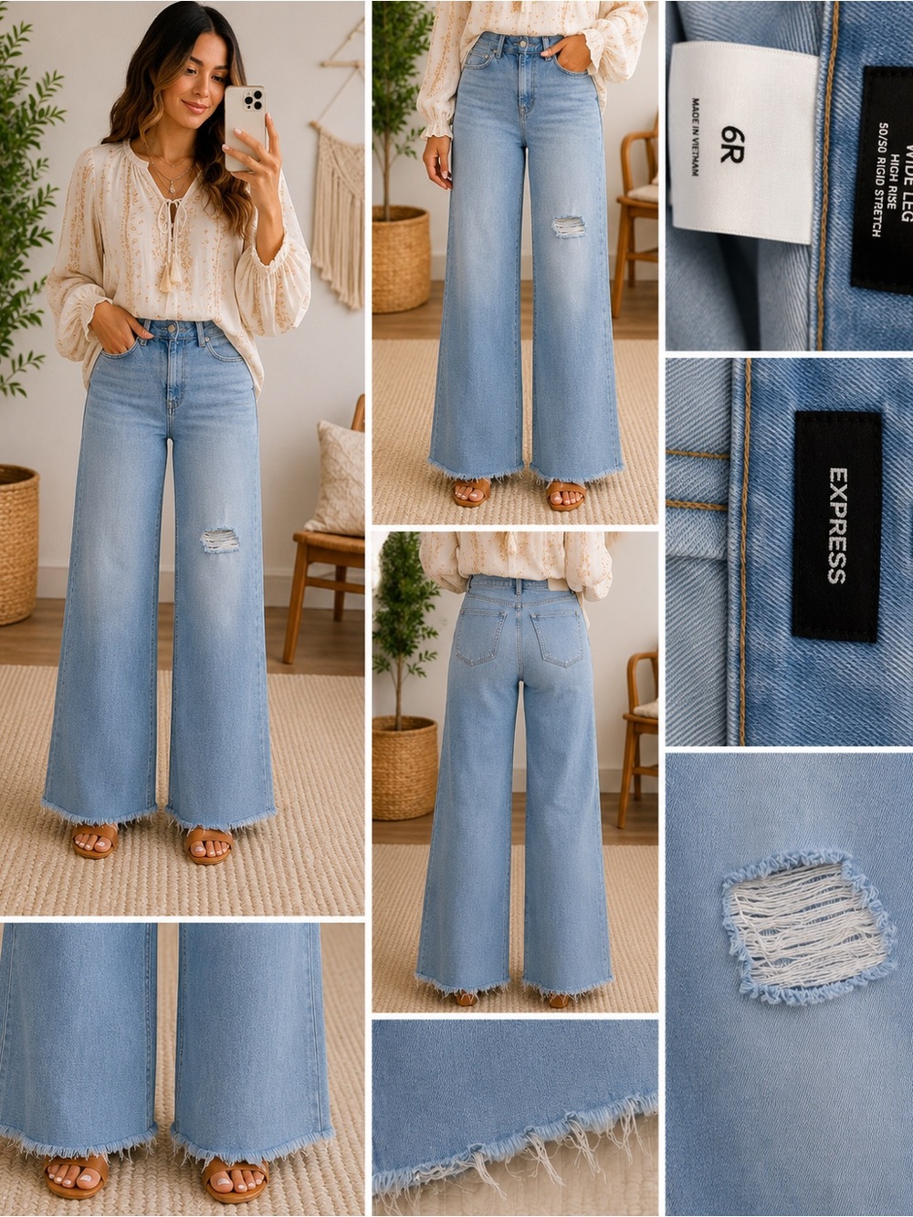 Express Light Wash Wide-Leg High-Rise Jeans